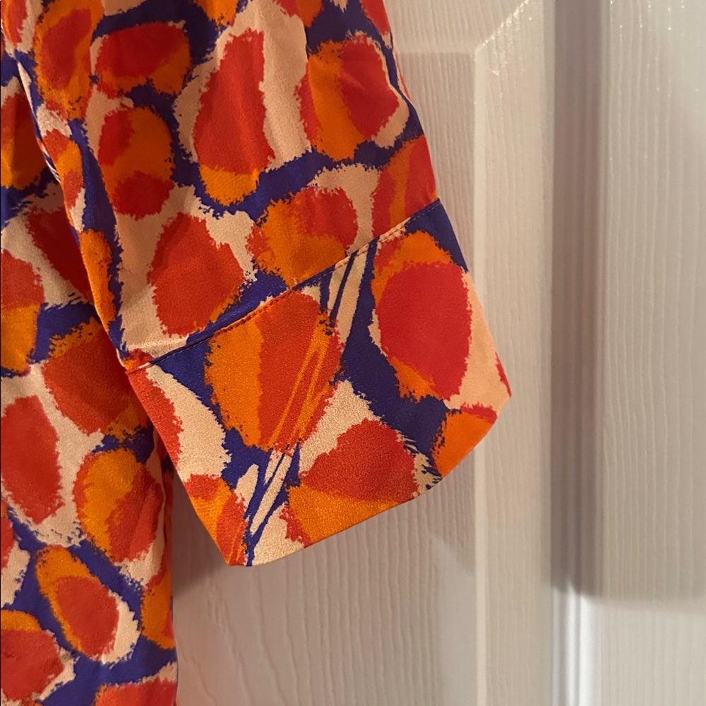 Perlavera Vibrant Orange and Blue Women's Top - Picture 3 of 4
